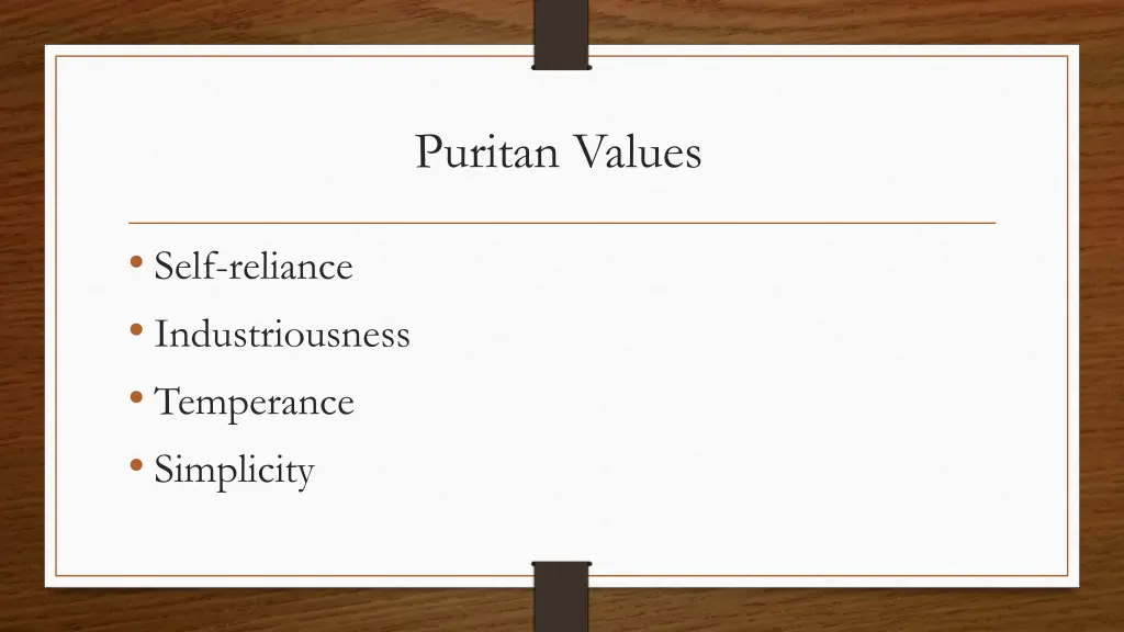 puritan values