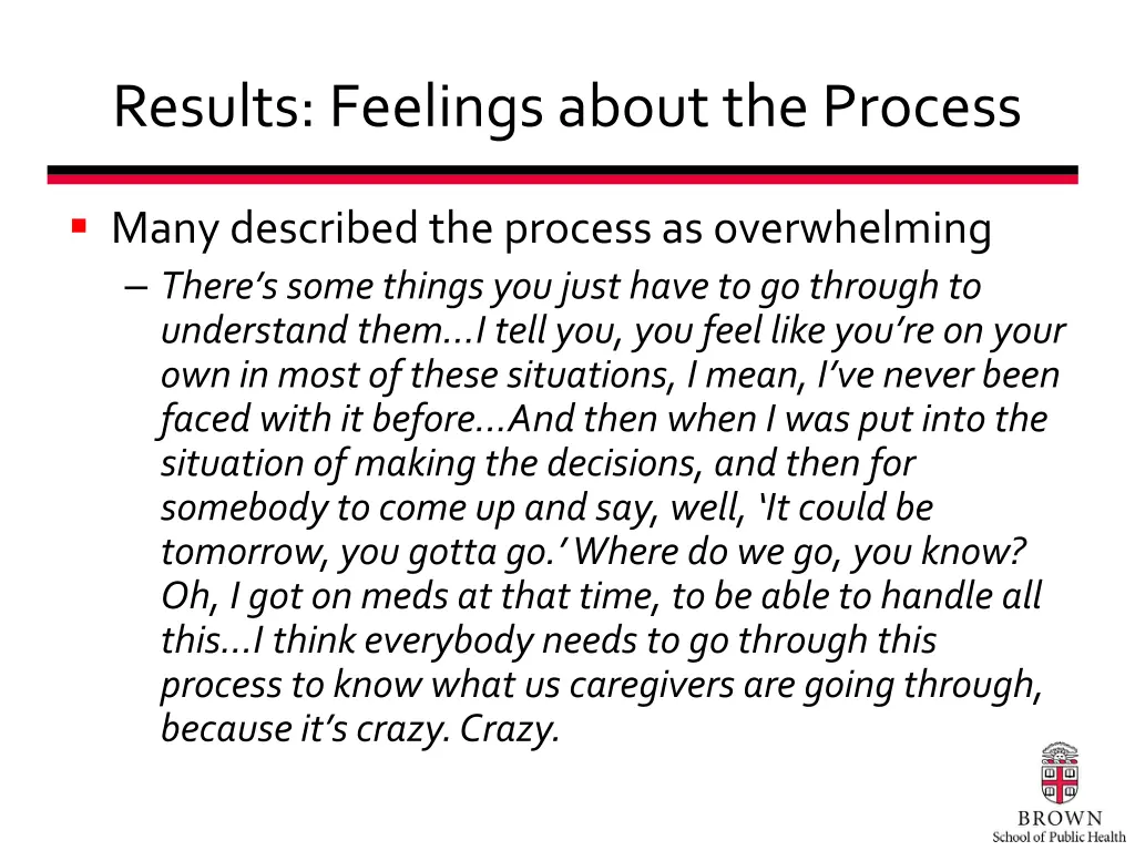 results feelings about the process