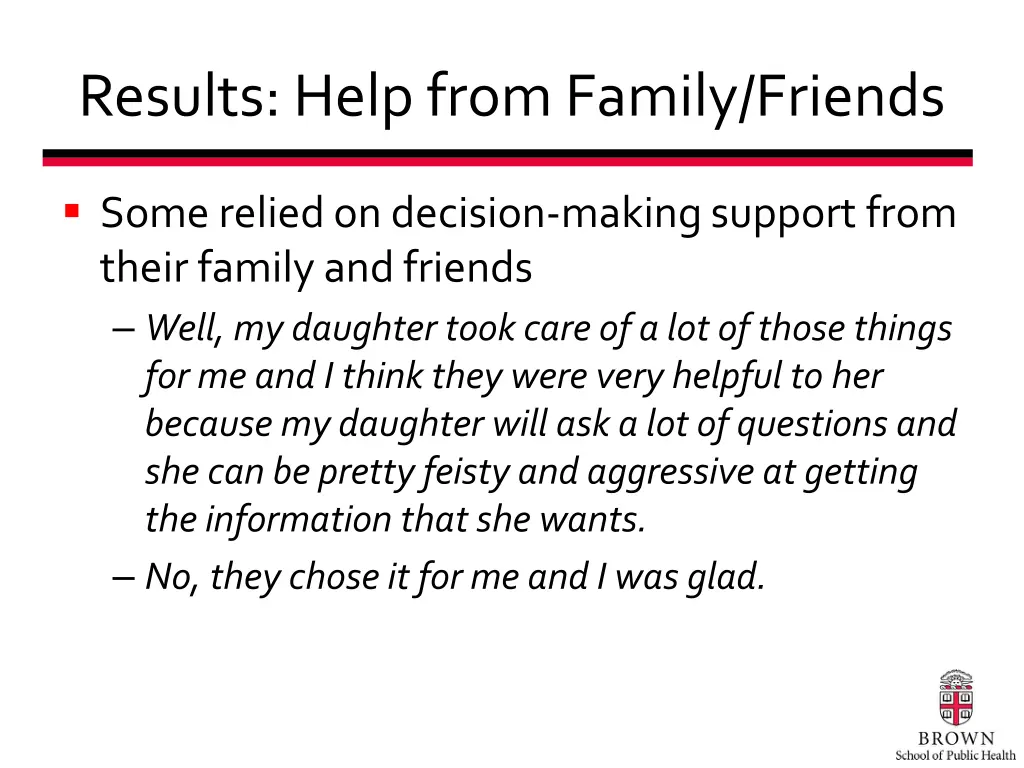 results help from family friends