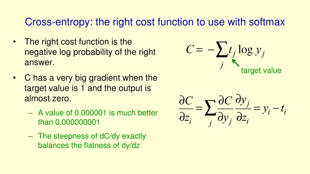 cross entropy the right cost function to use with