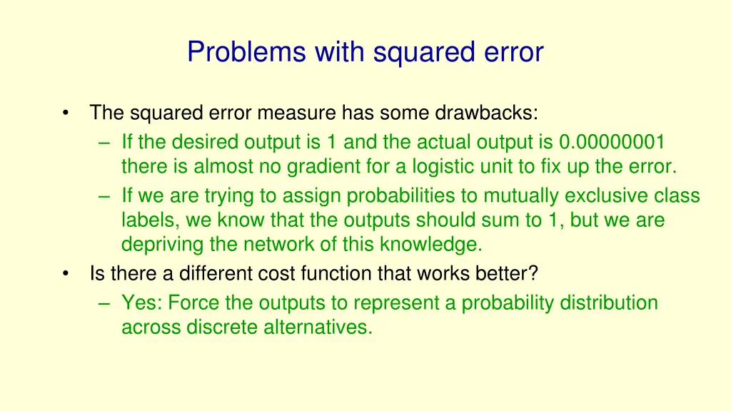 problems with squared error