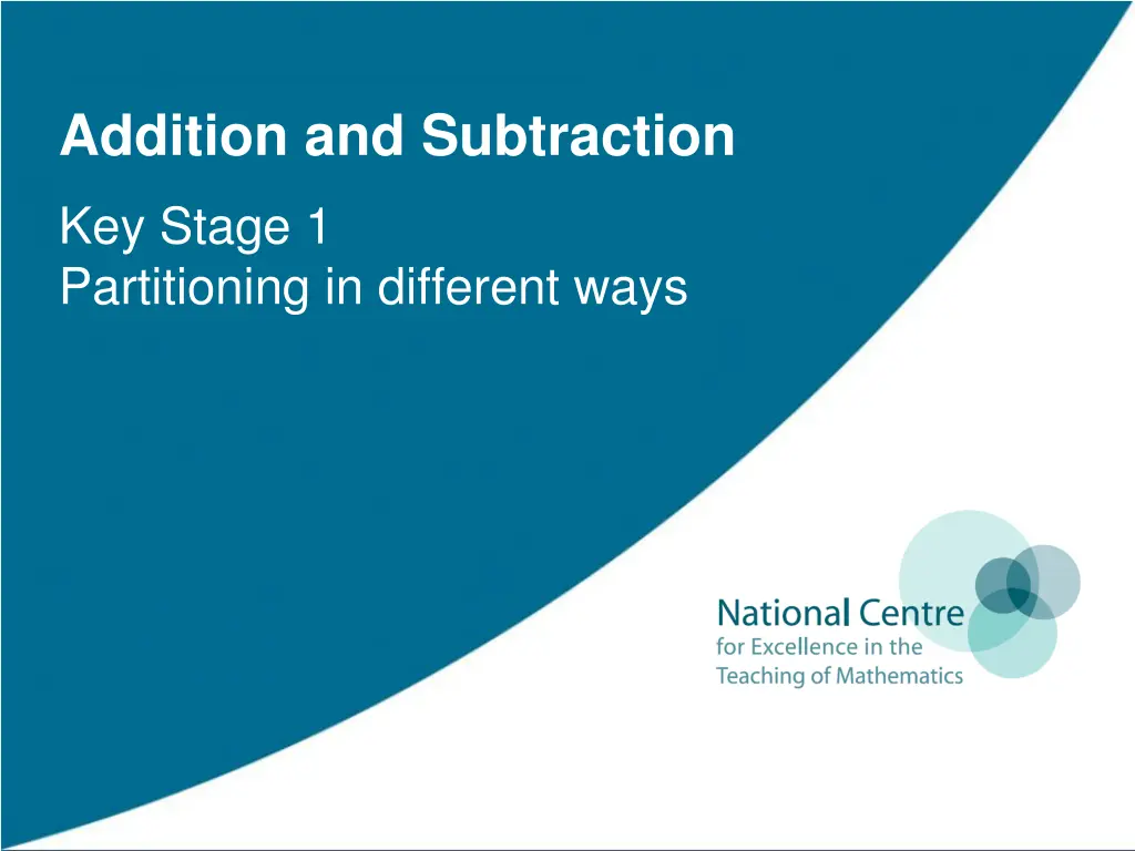 addition and subtraction key stage 1 partitioning