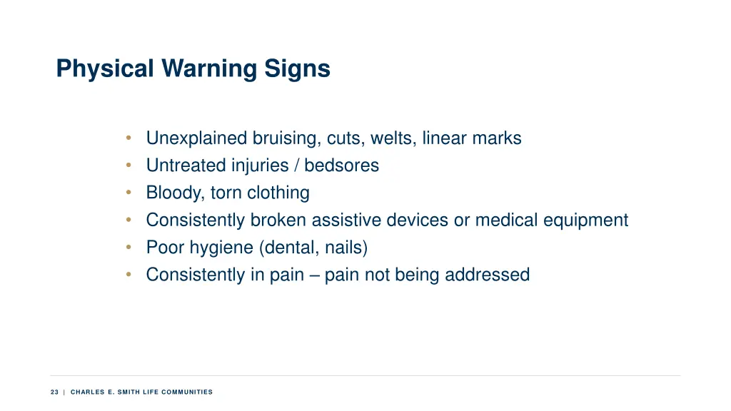 physical warning signs