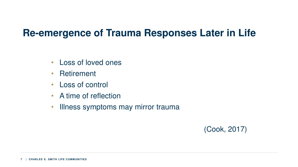 re emergence of trauma responses later in life