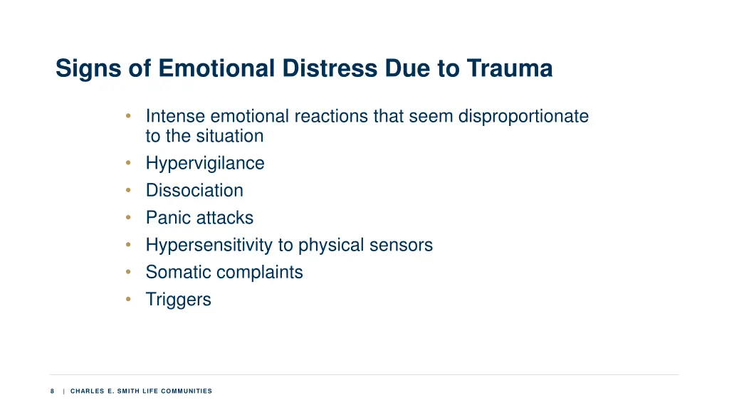 signs of emotional distress due to trauma