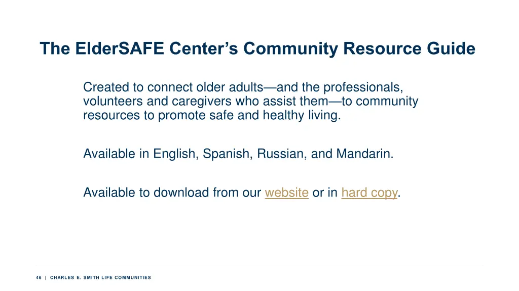 the eldersafe center s community resource guide