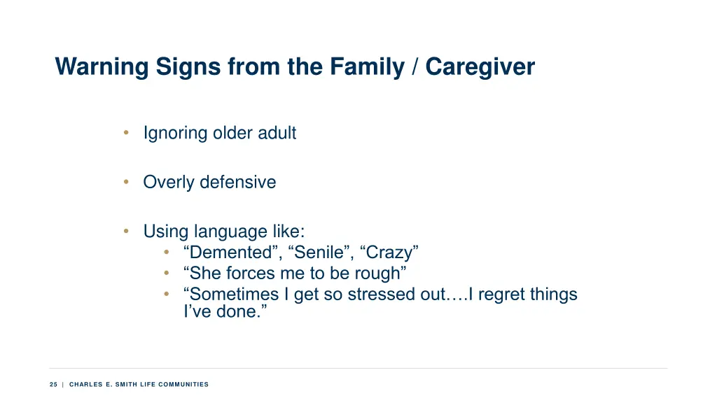 warning signs from the family caregiver