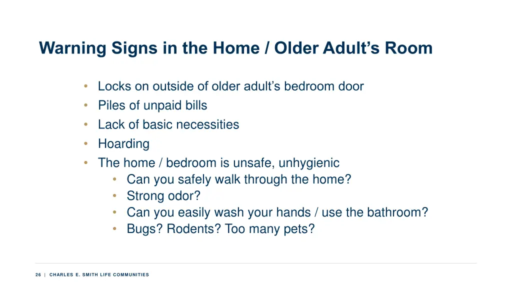 warning signs in the home older adult s room