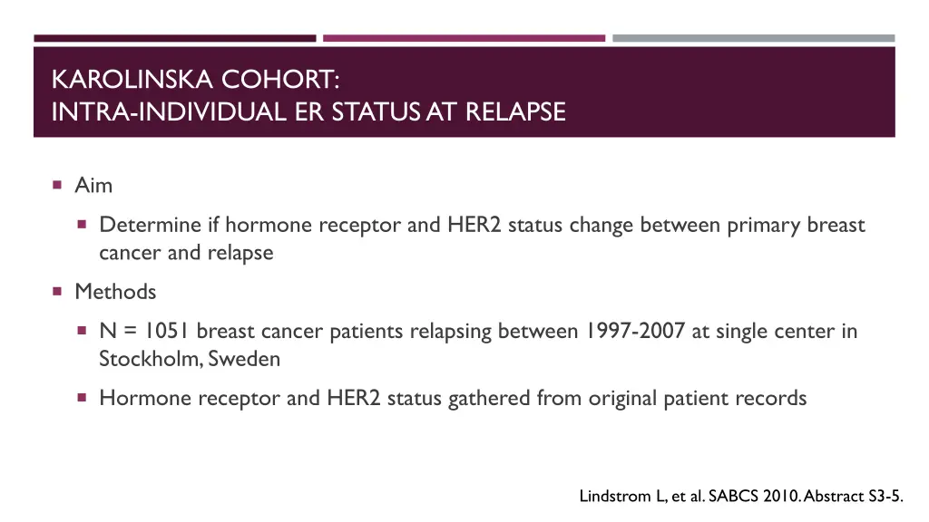 karolinska cohort intra individual er status