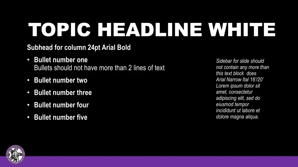 topic headline white subhead for column 24pt