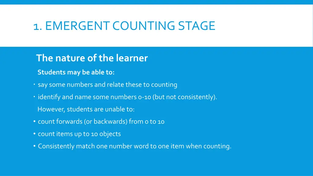 1 emergent counting stage