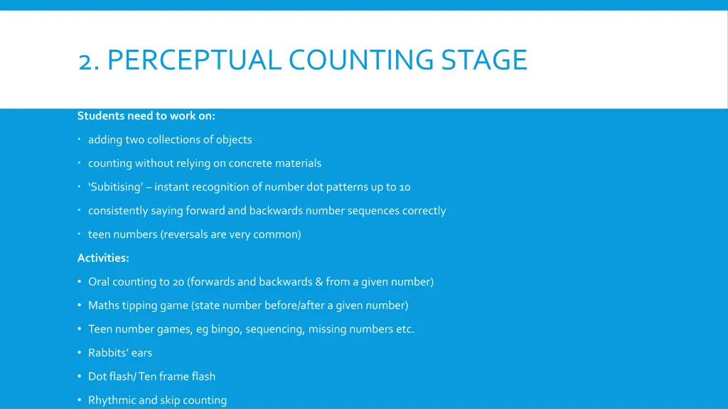 2 perceptual counting stage 1