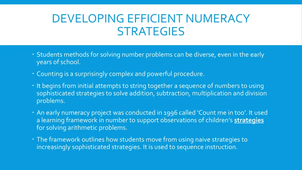 developing efficient numeracy strategies 1