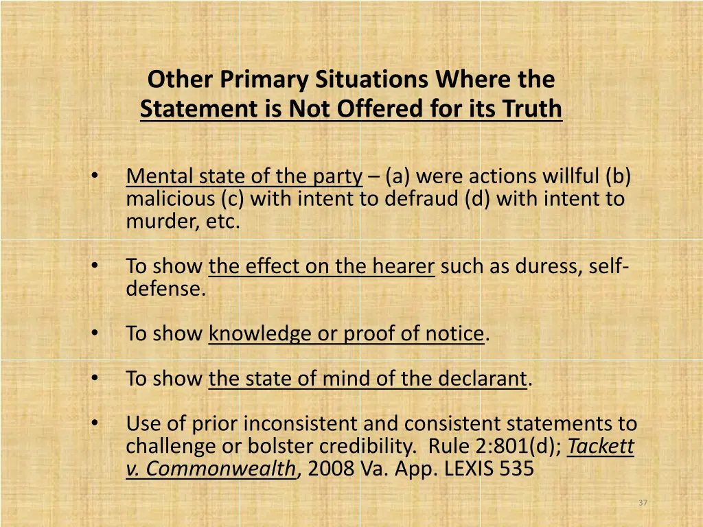 other primary situations where the statement