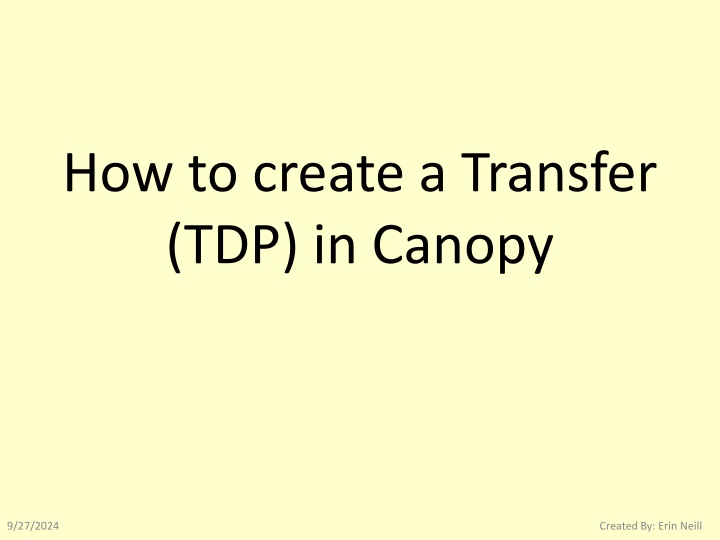 how to create a transfer tdp in canopy