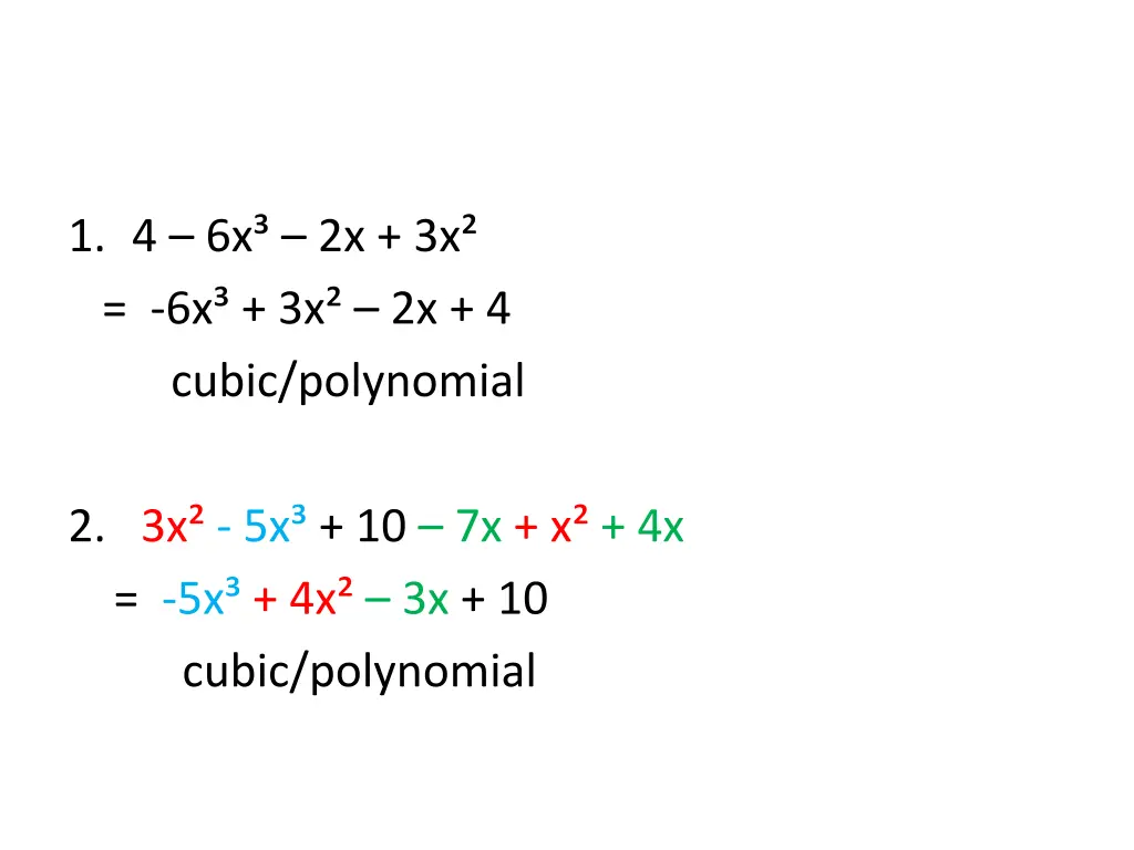 1 4 6x 2x 3x 6x 3x 2x 4 cubic polynomial