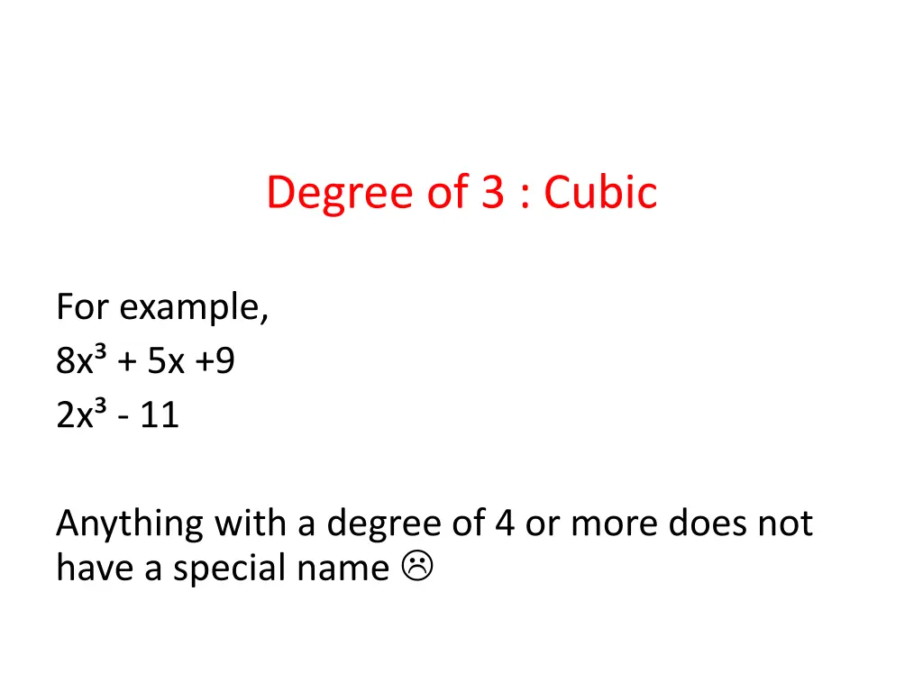 degree of 3 cubic