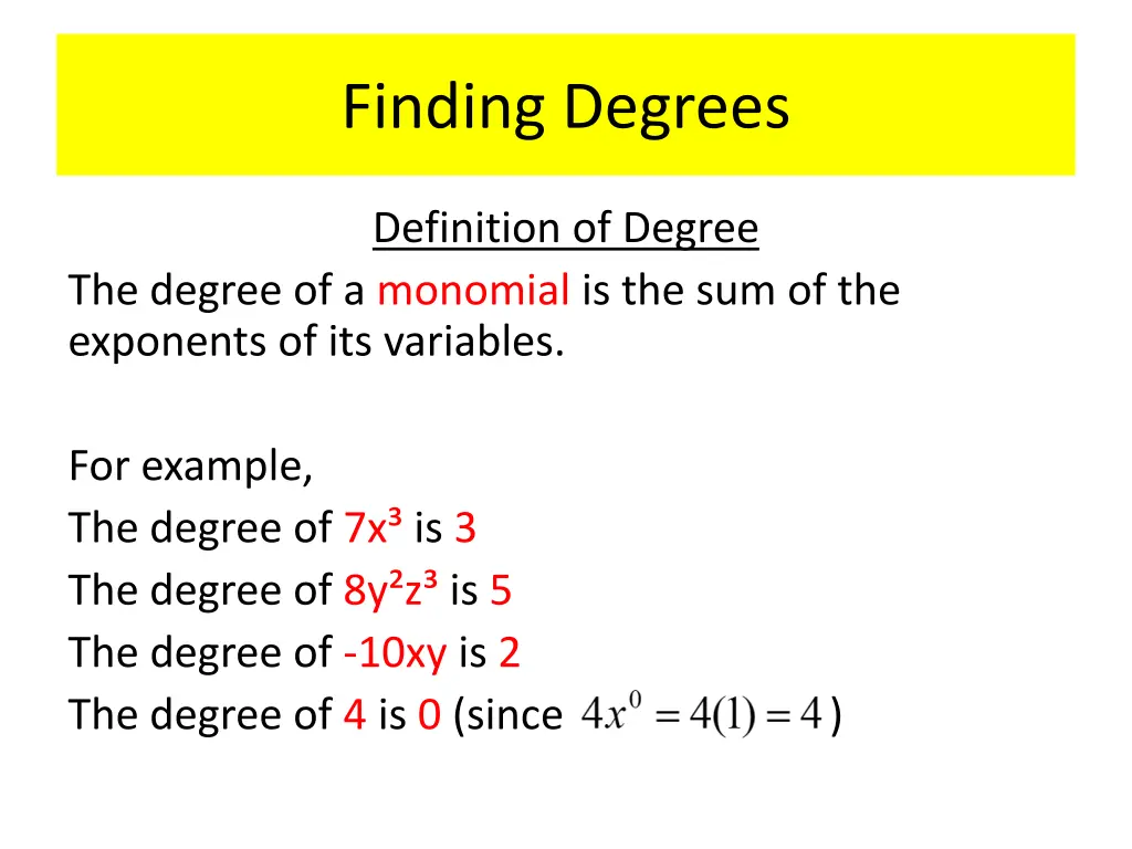 finding degrees 1