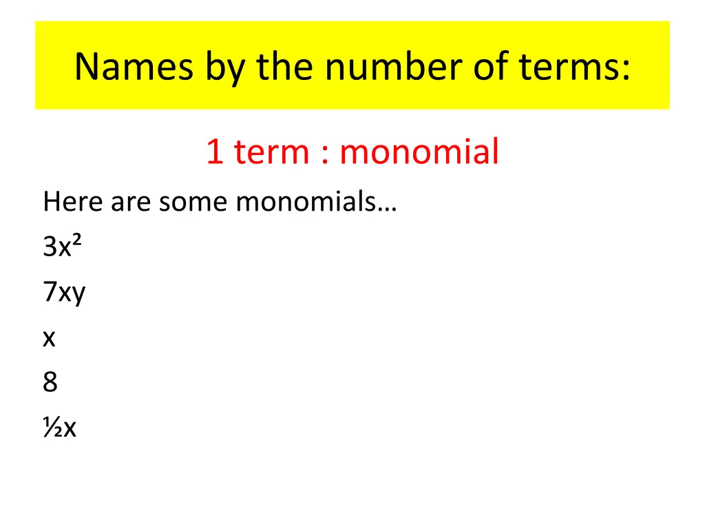 names by the number of terms