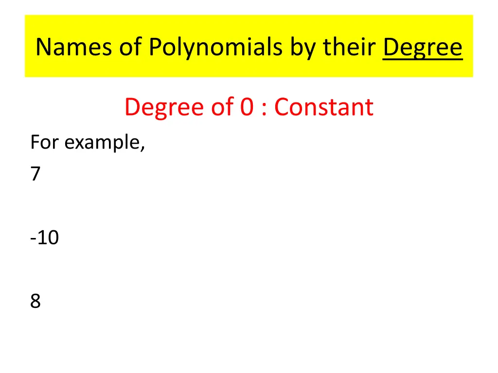 names of polynomials by their degree