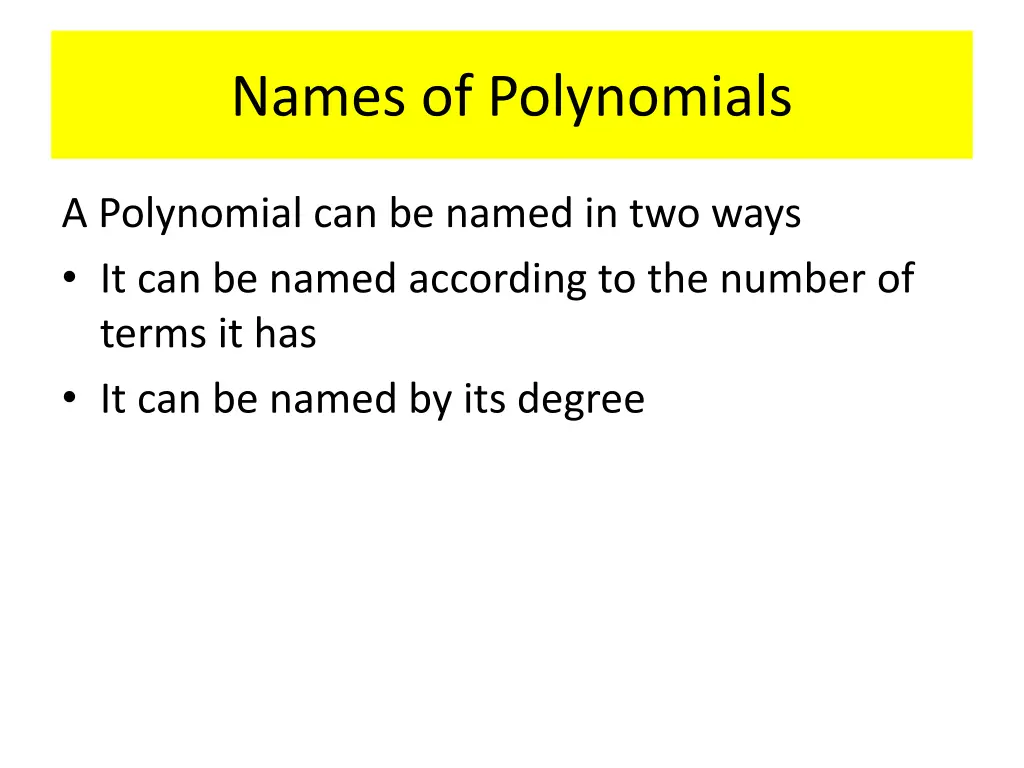 names of polynomials