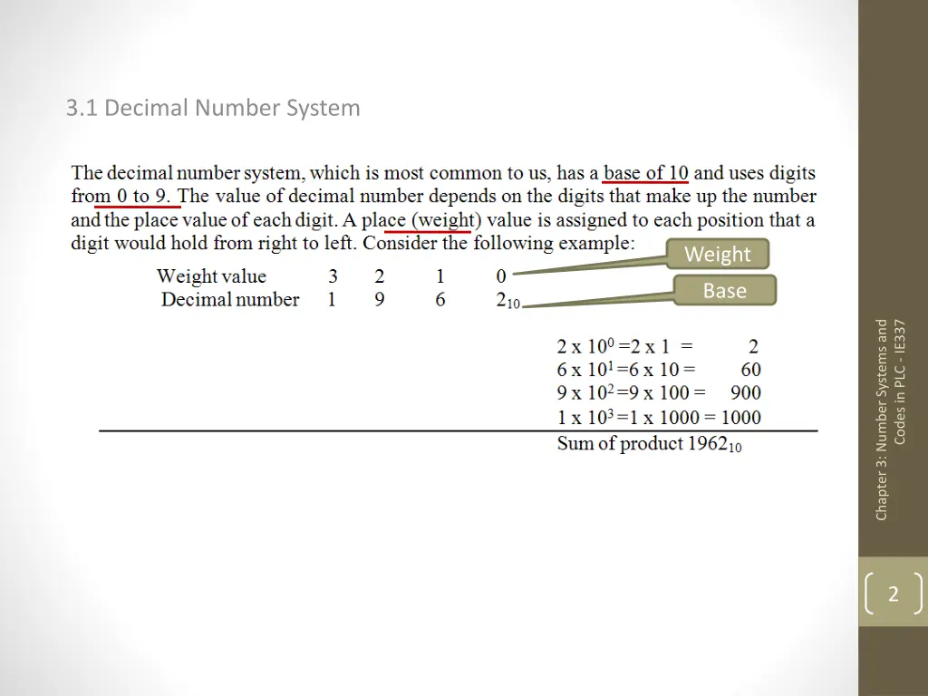 3 1 decimal number system