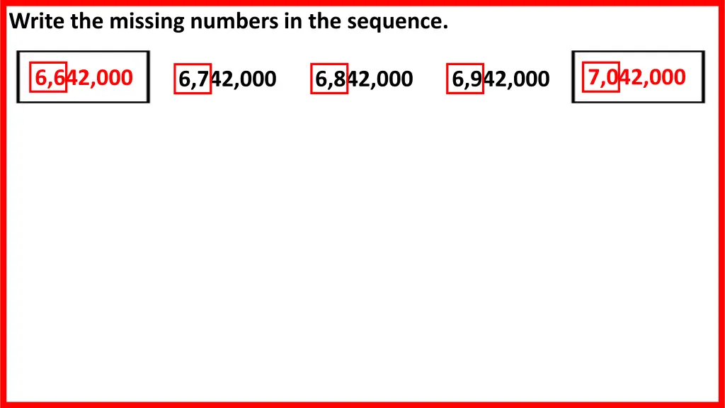 write the missing numbers in the sequence