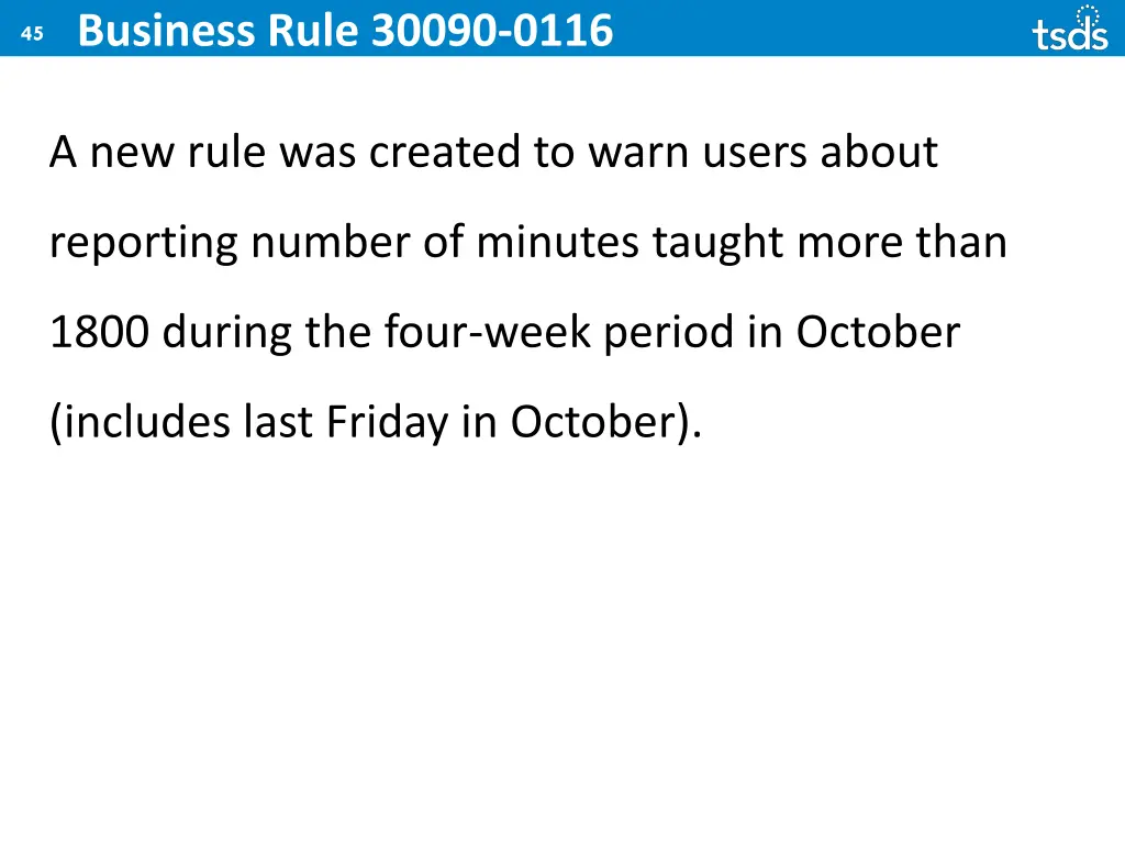 45 business rule 30090 0116