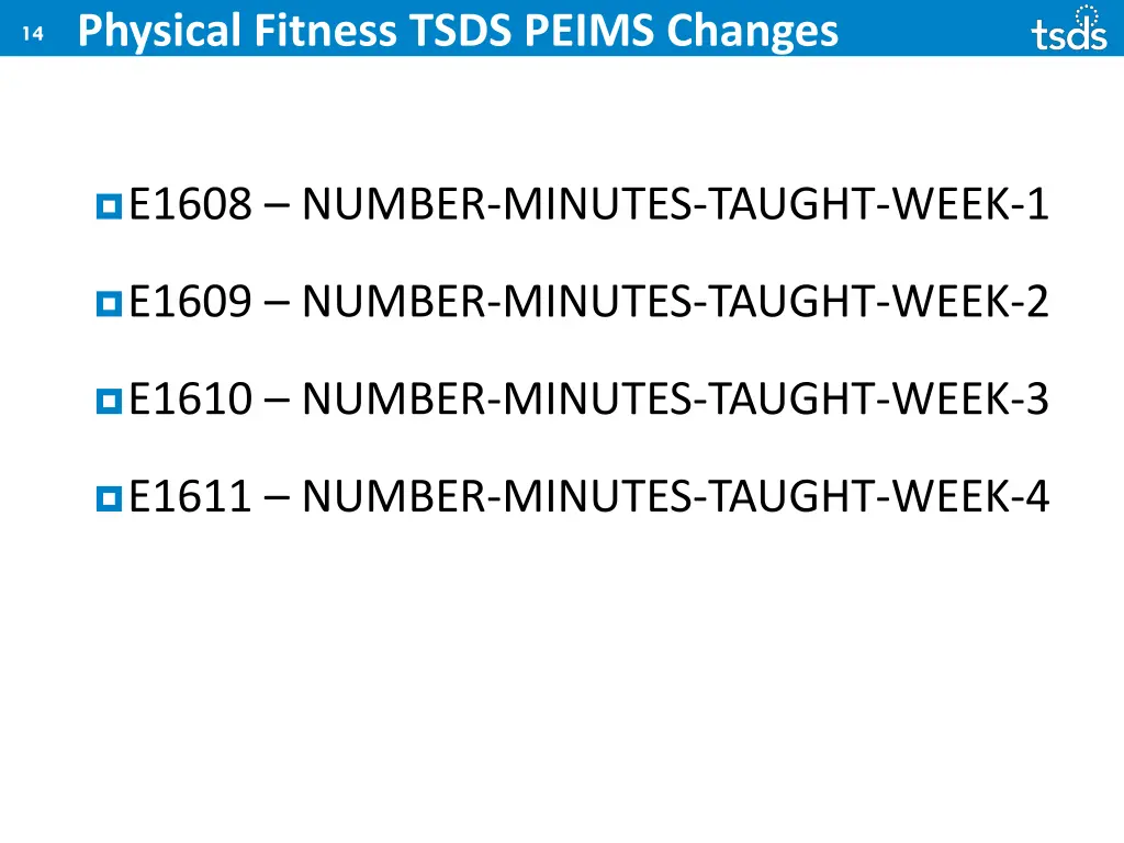 physical fitness tsds peims changes 1