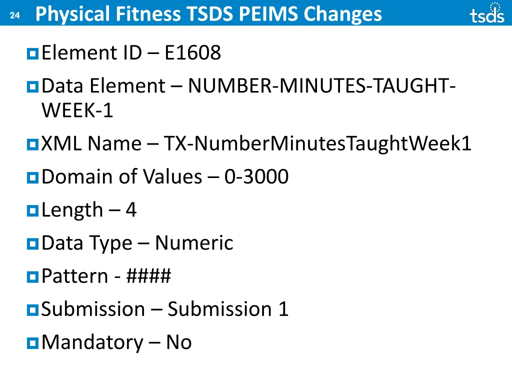 physical fitness tsds peims changes 11