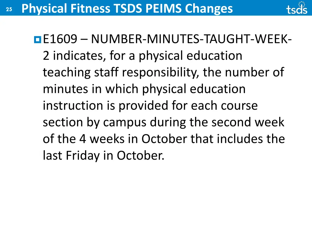 physical fitness tsds peims changes 12