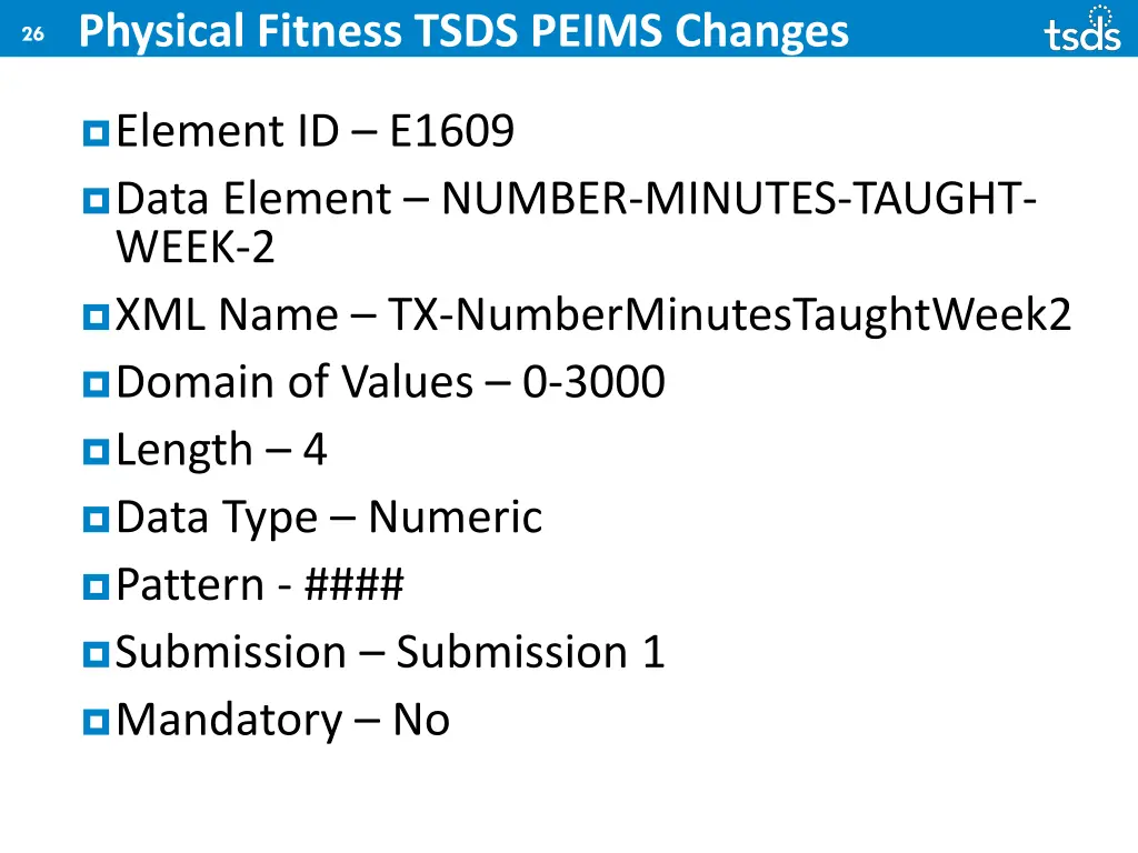 physical fitness tsds peims changes 13