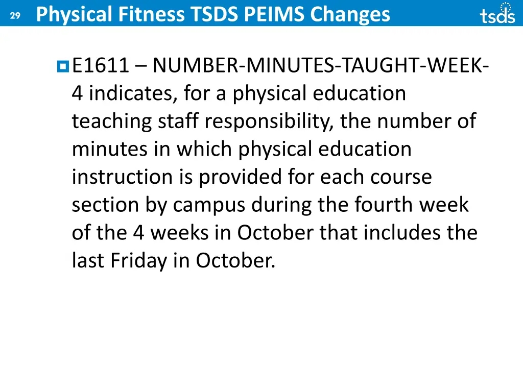 physical fitness tsds peims changes 16