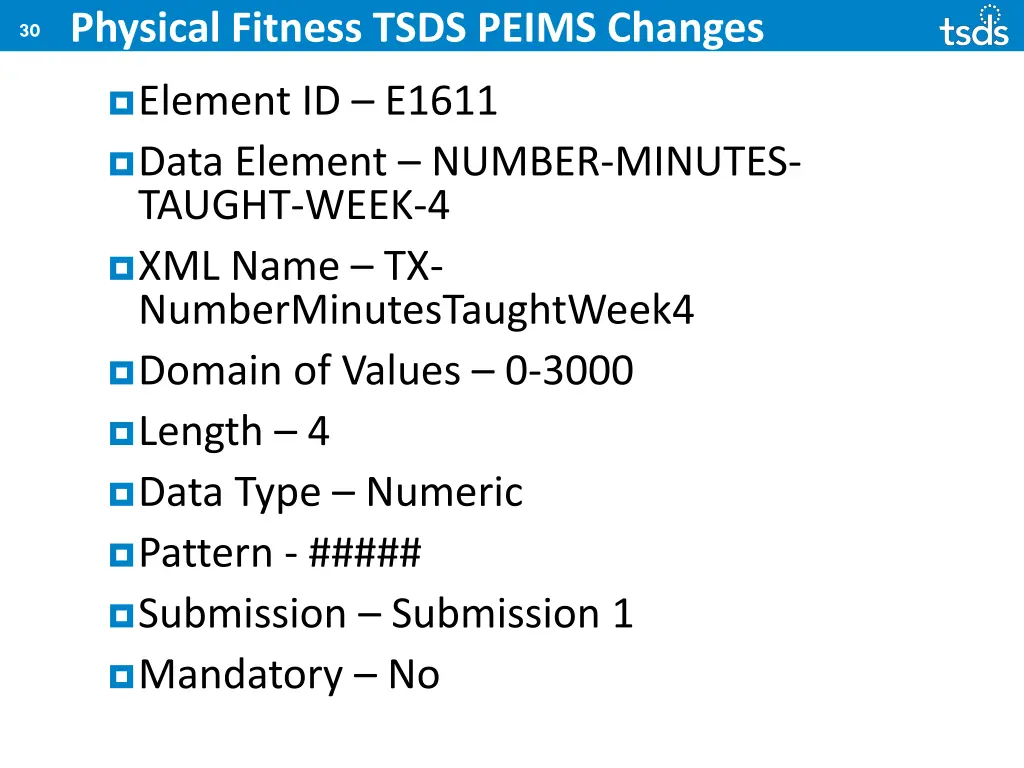 physical fitness tsds peims changes 17