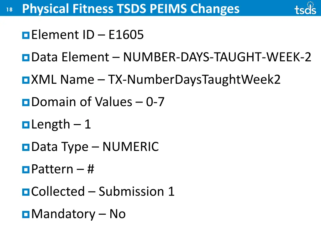 physical fitness tsds peims changes 5