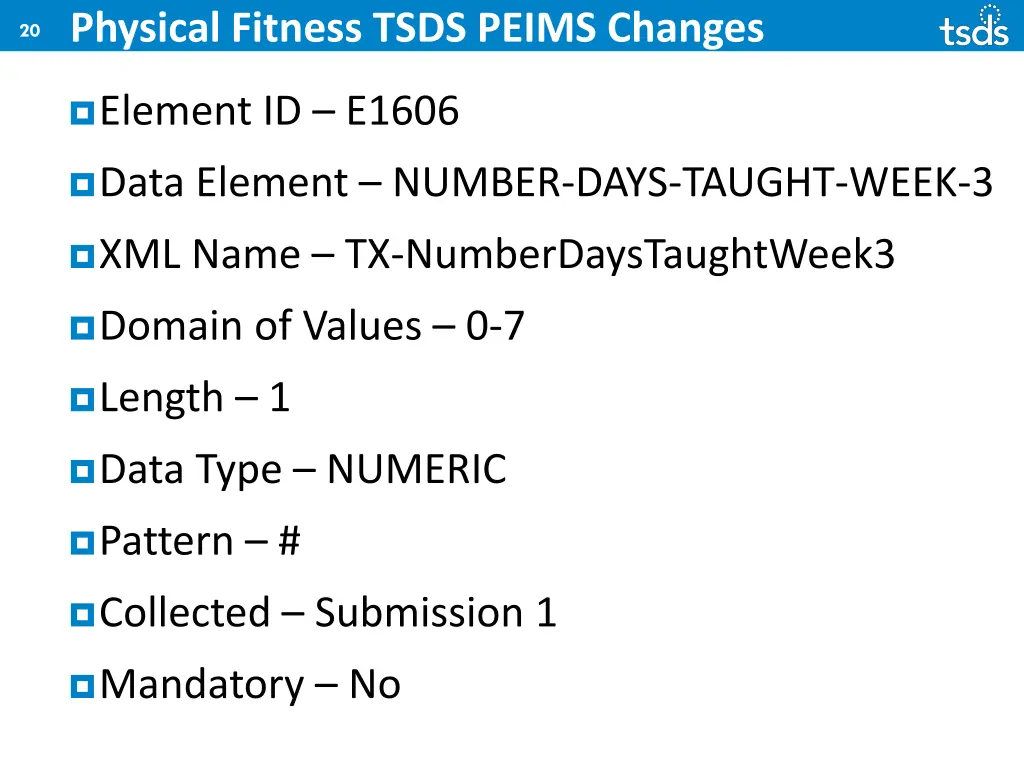 physical fitness tsds peims changes 7