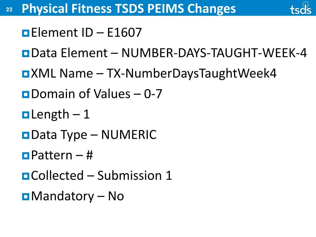 physical fitness tsds peims changes 9