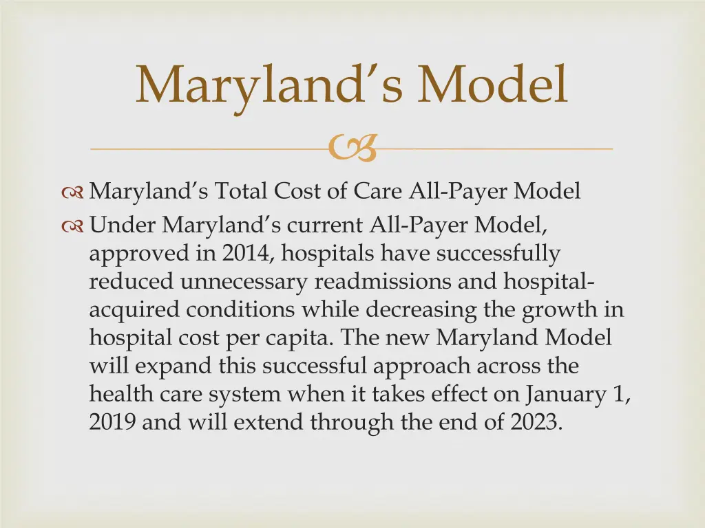 maryland s model