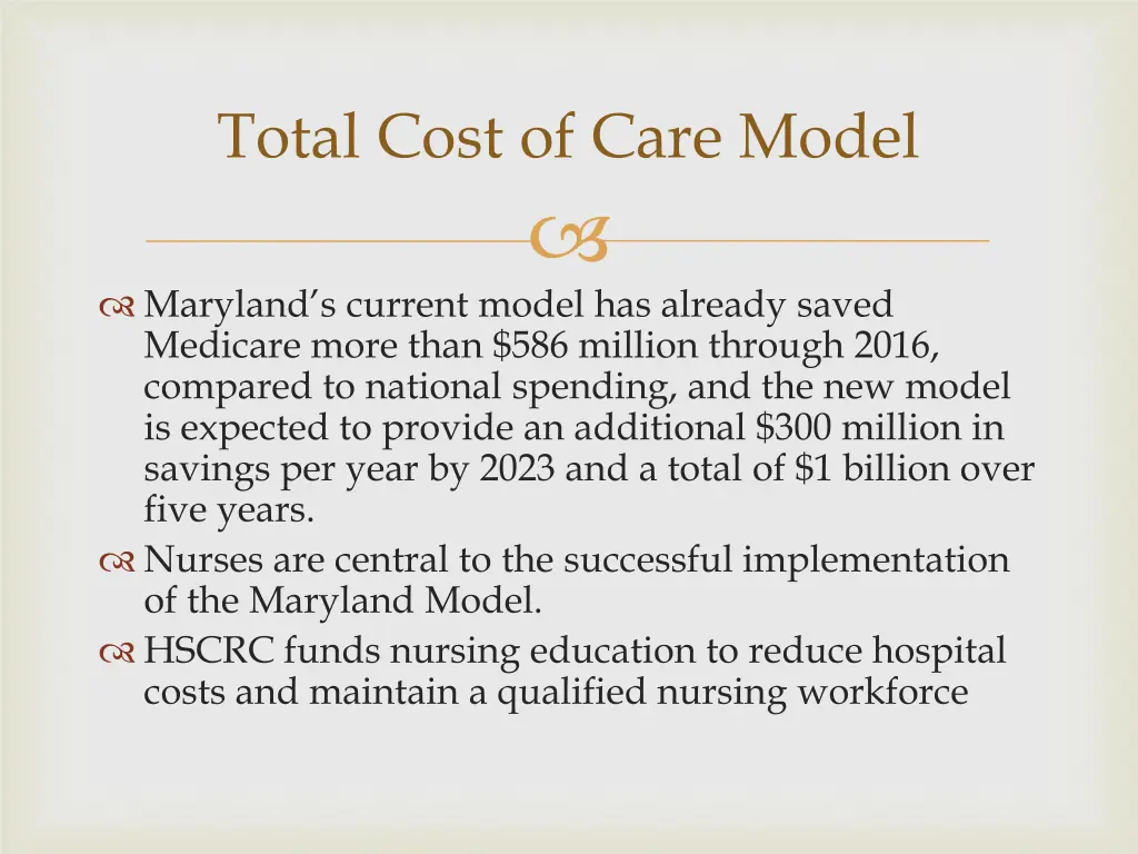 total cost of care model