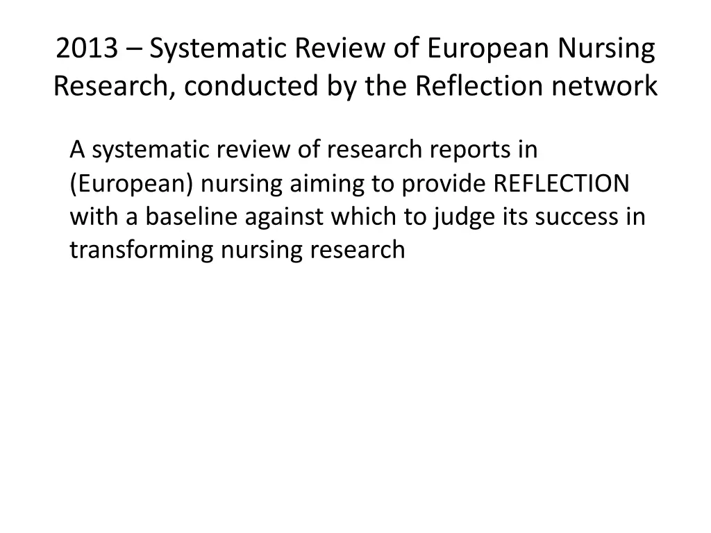 2013 systematic review of european nursing