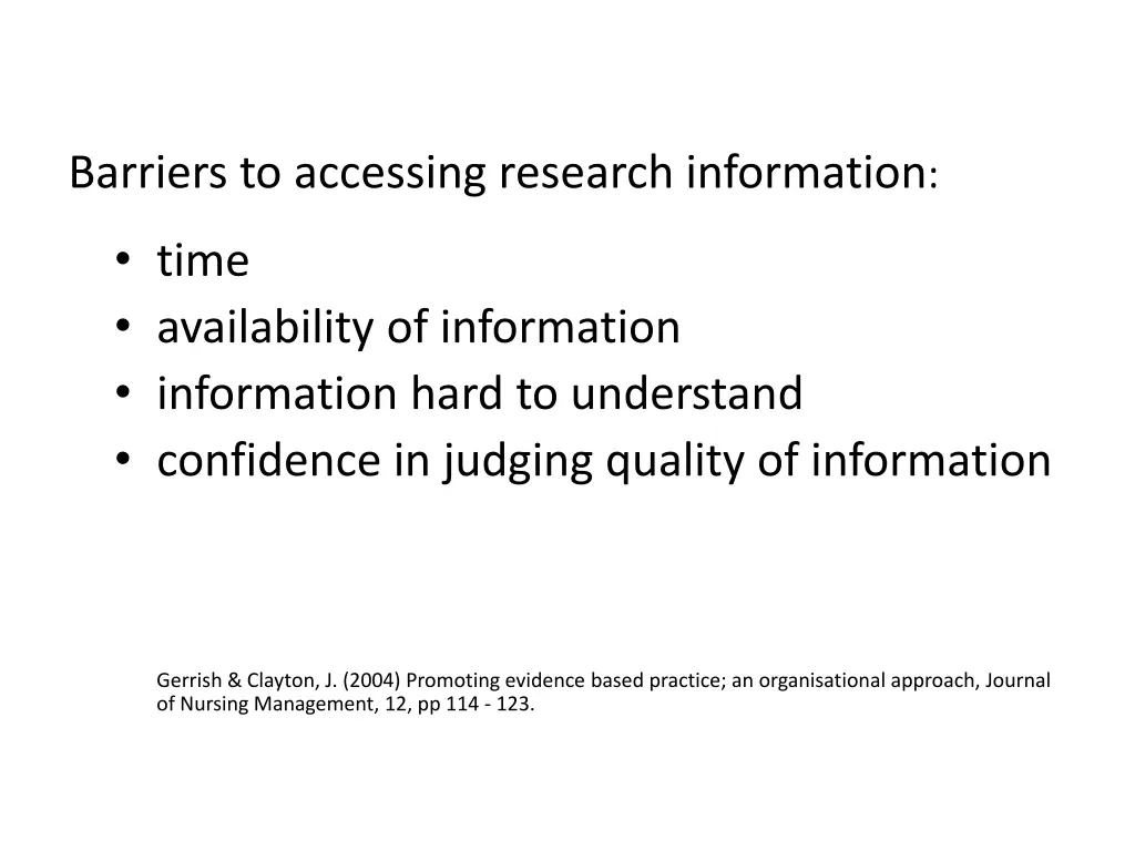 barriers to accessing research information