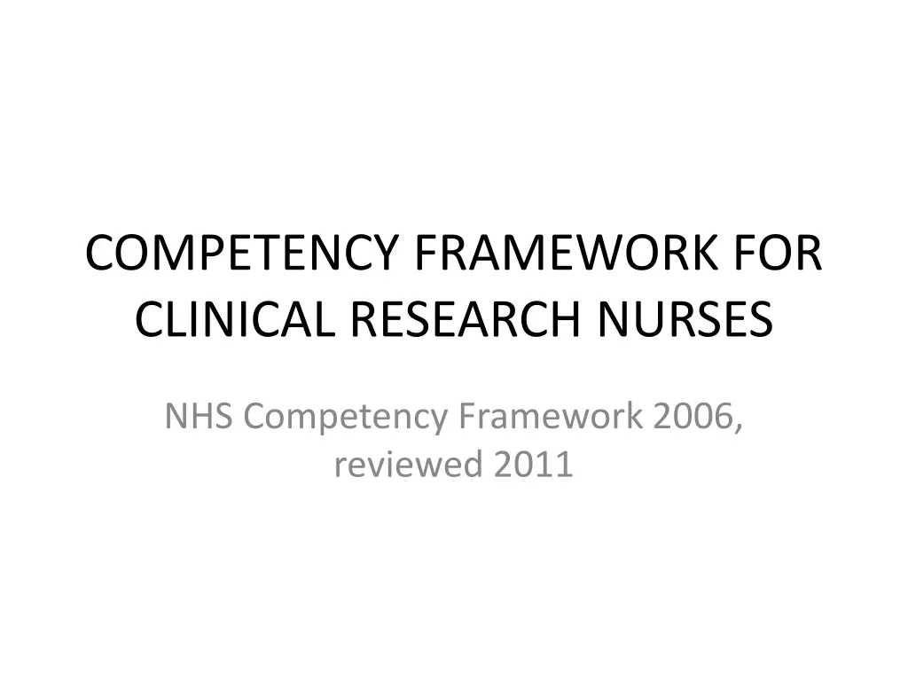 competency framework for clinical research nurses