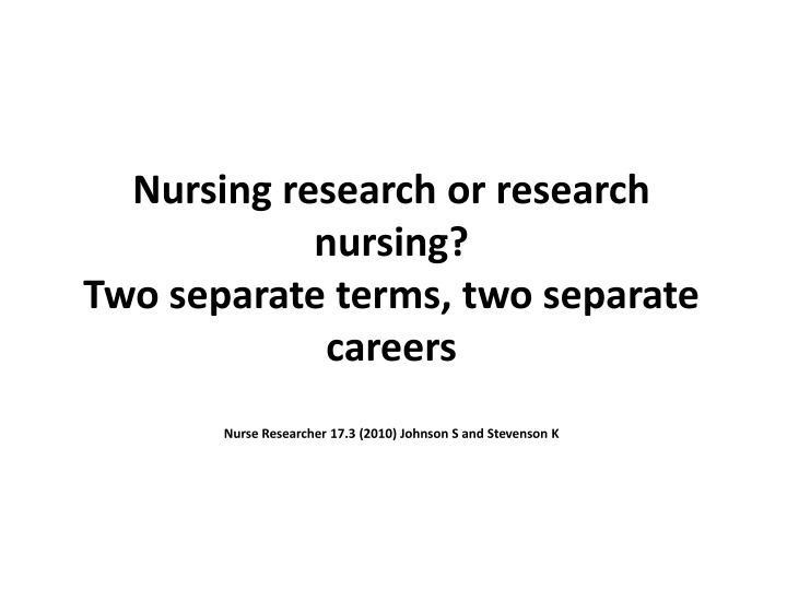 nursing research or research nursing two separate