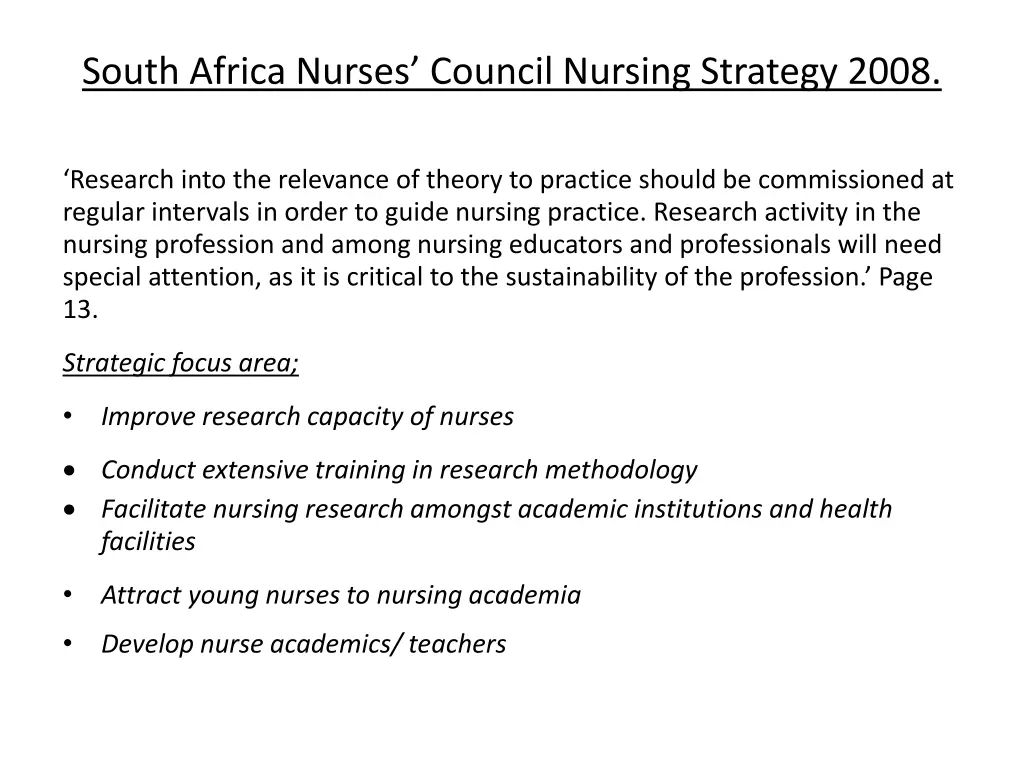 south africa nurses council nursing strategy 2008