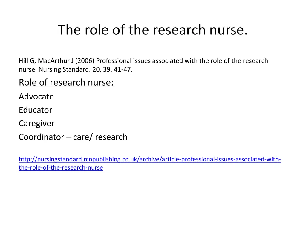 the role of the research nurse