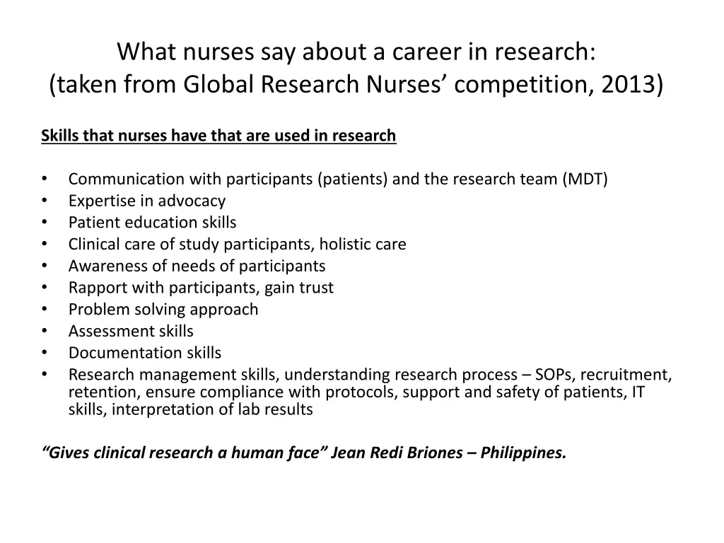 what nurses say about a career in research taken