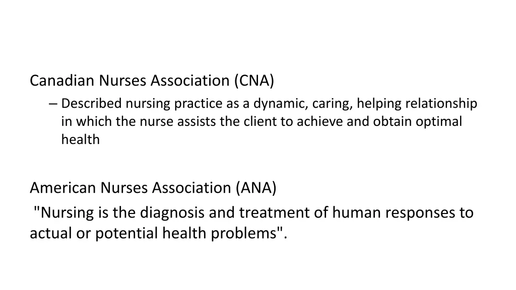 canadian nurses association cna described nursing