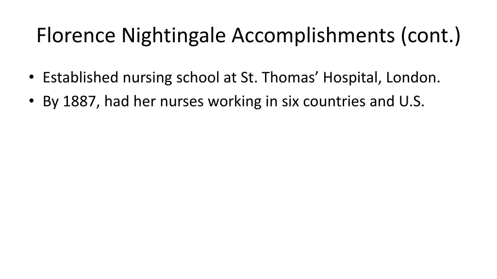 florence nightingale accomplishments cont