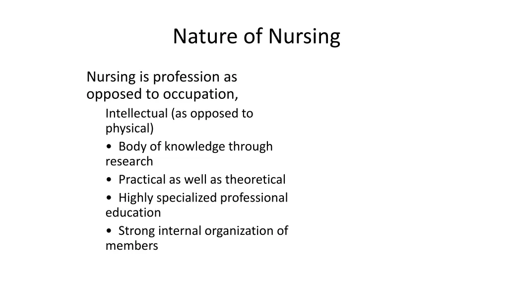 nature of nursing