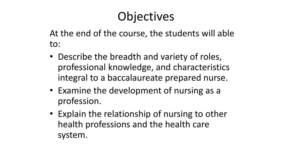 objectives